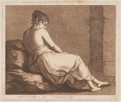 Une femme assise sur des pierres - Angelica Kauffmann