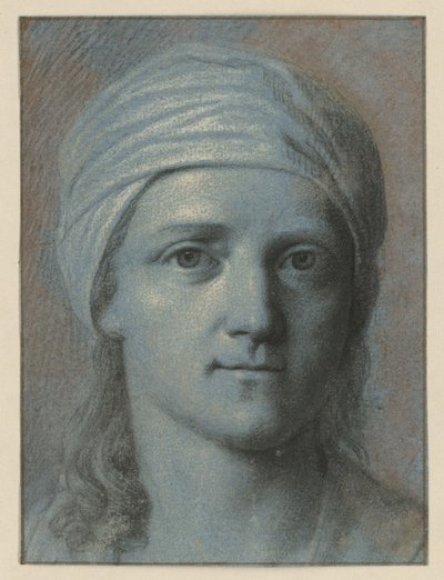 Tête de femme vue de face, avec turban - Angelica Kauffmann