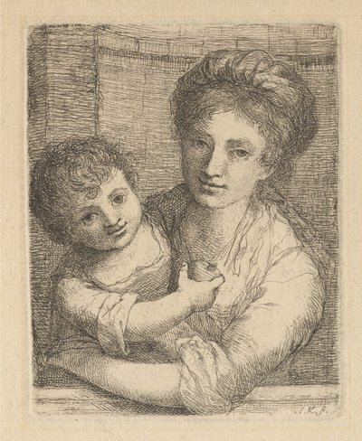 Une mère tenant un enfant avec une pomme - Angelica Kauffmann