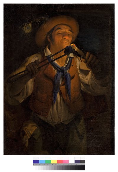 Paysanne allumant une bougie avec une braise - Angelo Inganni