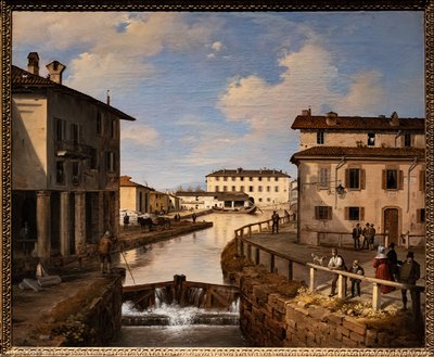 Vue du canal Naviglio depuis le pont de Saint-Marc - Angelo Inganni