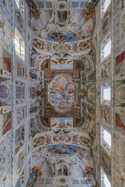 Plafond de la salle avec les quartiers de Bologne, Salle des Gardes, Palais Ducal d
