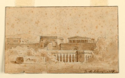Décor de scène, bâtiments antiques - Angelo Toselli
