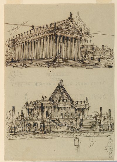 Décor de scène, extérieur des temples - Angelo Toselli