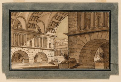 Décor de Scène, Groupe de Bâtiments de Temple - Angelo Toselli