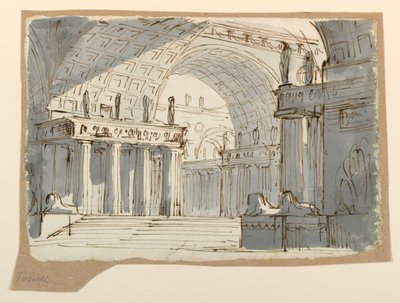 Décor de scène, bâtiment classique voûté - Angelo Toselli