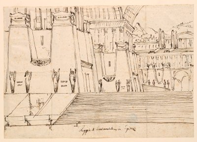 Décor de scène pour Semiramide de Gioachino Rossini - Angelo Toselli