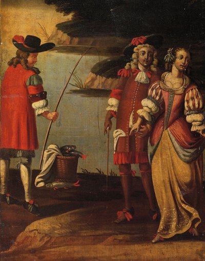 Paravent double face à quatre volets, vers 1700 (détail) - Anglo Flemish School