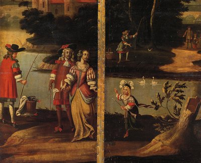 Paravent à quatre volets double face, vers 1700 - Anglo Flemish School