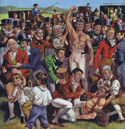 La boxe en Angleterre au début du 19e siècle (lithographie couleur) - Angus McBride