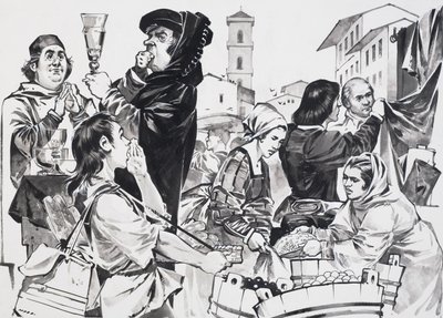 Commerce florentin (gouache sur papier) - Angus McBride