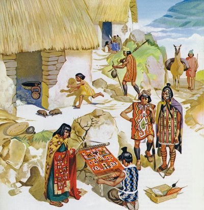 Maison au Pérou, vers 100 apr. J.-C. (lithographie couleur) - Angus McBride