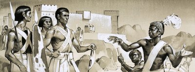 Hyksos, le pharaon Kamose enseigne les tactiques de combat à des guerriers noirs spécialement entraînés. - Angus McBride