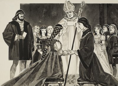 Mariage de Lucrèce Borgia (1480-1519) avec le duc Alphonse (gouache sur papier) - Angus McBride