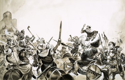 Guerriers maures attaquant les forces espagnoles en 711 - Angus McBride