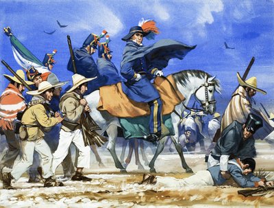 Santa Anna a conduit son armée mal équipée et mal vêtue dans une marche meurtrière à travers les plaines gelées de Coahuila - Angus McBride