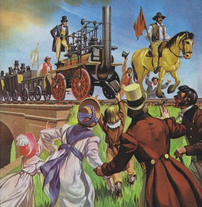 Chemin de fer de Stockton et Darlington (lithographie couleur) - Angus McBride