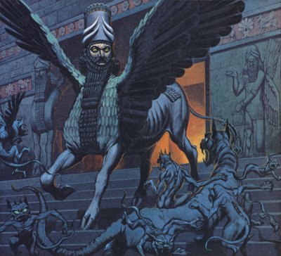 Le Lamassu (lithographie couleur) - Angus McBride