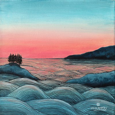 Coucher de soleil rose sur la côte - Ania Witwitzka