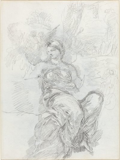 Ange assis dans un paysage [recto] - Anicet Charles Gabriel Lemonnier