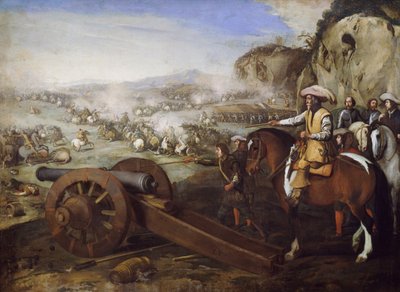 Capitaine à cheval ordonnant de tirer au canon pendant la bataille - Aniello Falcone