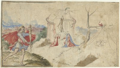 Scène mythologique (Énée fuyant Troie ?) - Aniello Redita