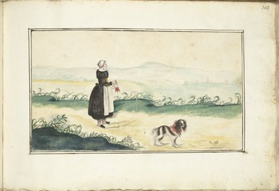 Paysanne et chien dans un paysage - Anna Cornelia Moda (possibly)