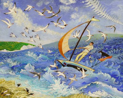 Wallace prend la mer, 2017 (acrylique) - Anna Pugh