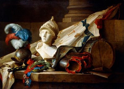 Buste de Minerve avec armure et armes sur un rebord de pierre, 1777 - Anne Vallayer Coster
