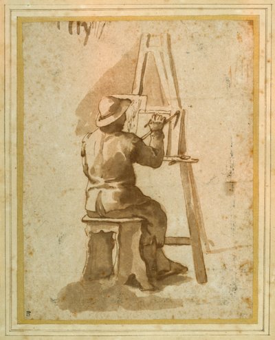 Un jeune peintre assis à son chevalet - Annibale (follower of) Carracci