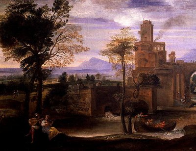 Paysage romain avec un pont (détail) - Annibale Carracci