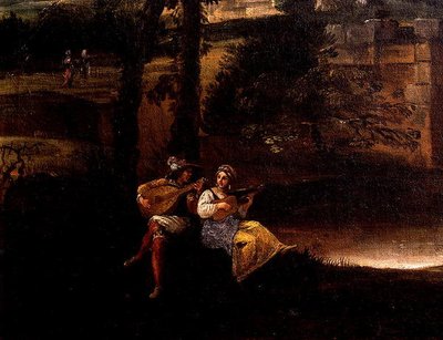 Paysage romain avec un pont (détail) - Annibale Carracci