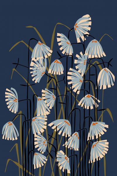 Fleurs bleues stylisées - Annick