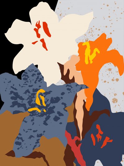 Fleurs abstraites aux couleurs vives - Annick