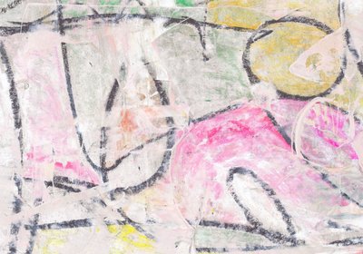 Une œuvre abstraite aux couleurs vives, réalisée en techniques mixtes - Annick