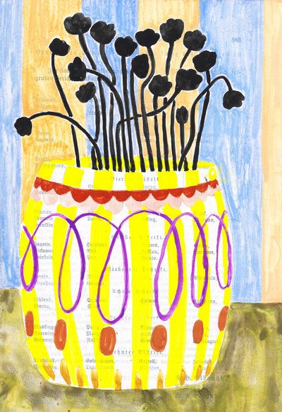Fleurs dans un vase fantaisiste - Annick
