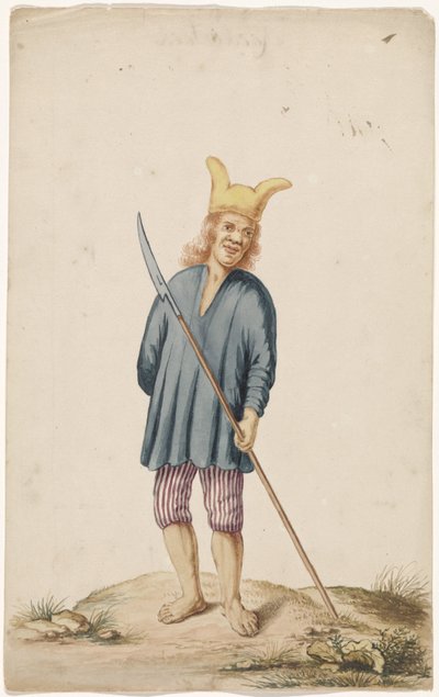 Homme albinos avec bonnet de fou et arme - Anonymous
