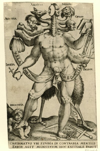 Monstre allégorique à cinq têtes - Anonymous