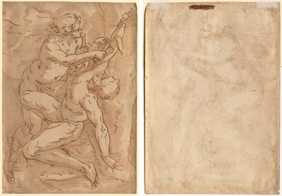 Apollon écorchant Marsyas (recto) Deux esquisses d