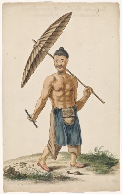 Artisan chinois avec parasol et rasoir - Anonymous