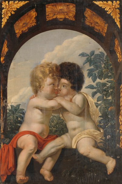 Allégorie chrétienne avec deux enfants s