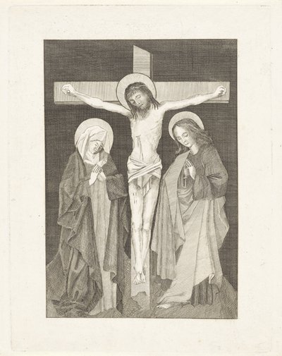 Christ en croix, avec Marie et Jean de chaque côté - Anonymous