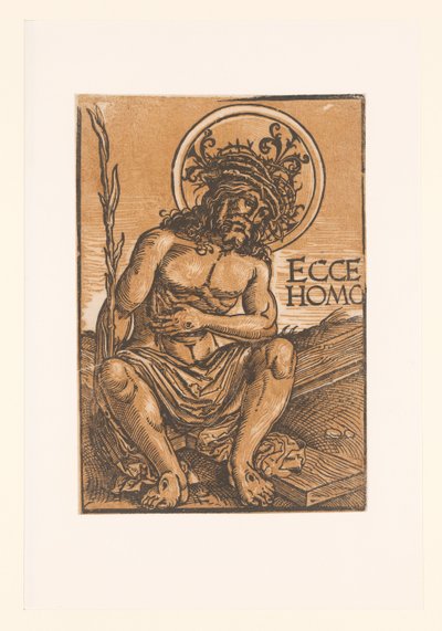 Christ en homme de douleurs, assis sur la croix - Anonymous