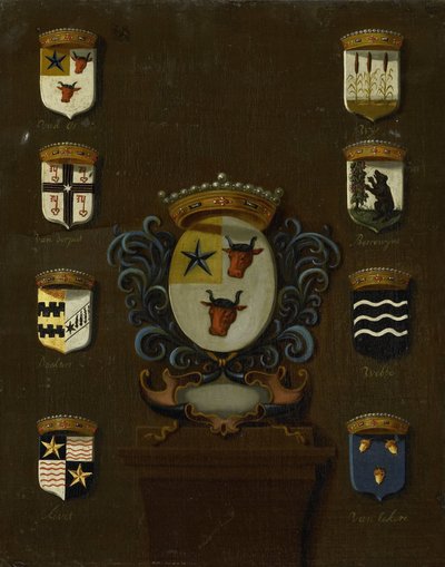 Blason de Sara van Os, épouse de Jan van Reyersbergh avec ses huit quartiers - Anonymous