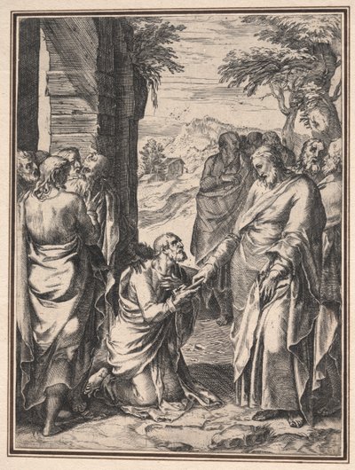 Copie de Cornelis Cort : Le Christ donnant la clé de l