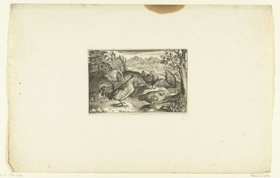 Trois poules et deux coqs - Anonymous