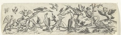 Frise avec des oiseaux, y compris une oie et une chauve-souris - Anonymous