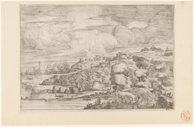 Paysage vallonné au bord de la rivière - Anonymous