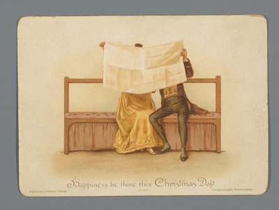 Carte de Noël avec un homme et une femme lisant le journal ensemble - Anonymous