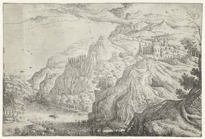 Paysage avec château et rivière - Anonymous